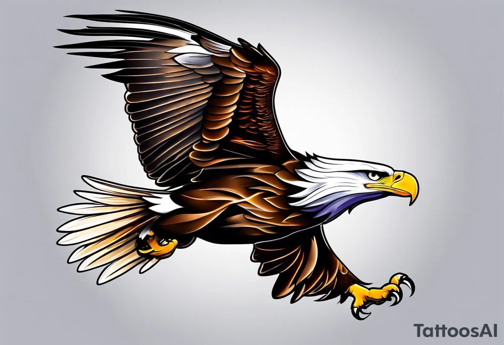 eagle side view flying tattoo idea