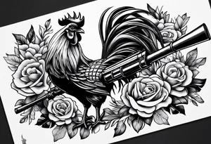rooster machine gun tattoo idea