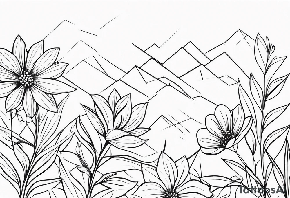 fine line, small flowers, tribal tattoo idea