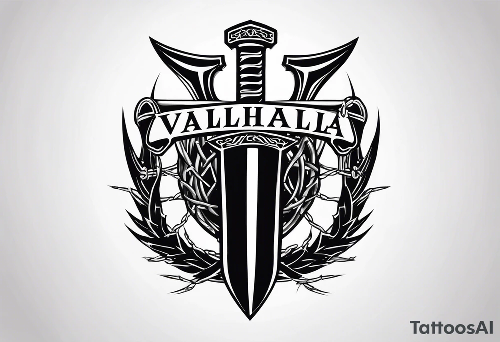 Valhalla
sword shield barbed  wire tattoo idea