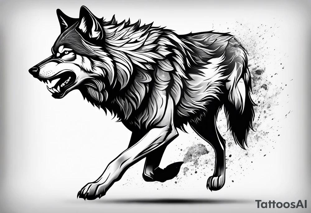 Angry wolf tattoo idea