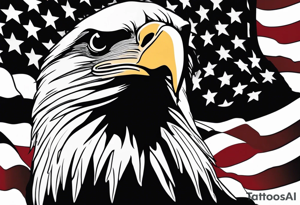 Bald eagle head and American flag tattoo idea