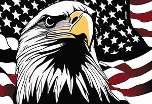 Bald eagle head and American flag tattoo idea