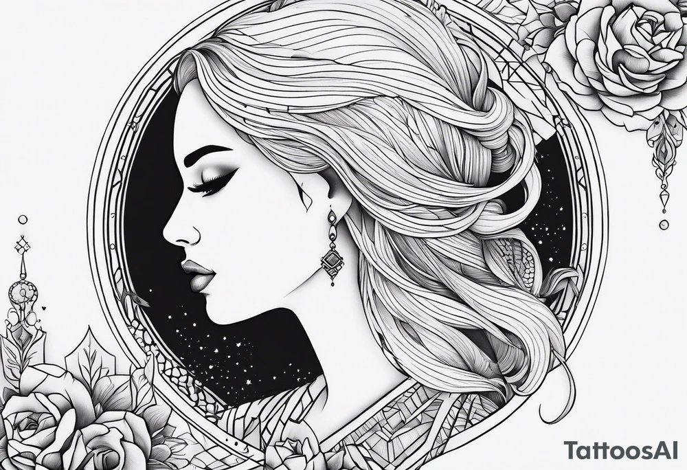 Mulher e lua tattoo idea