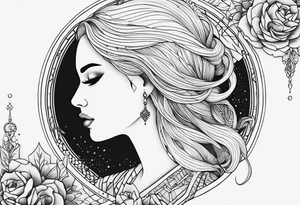 Mulher e lua tattoo idea