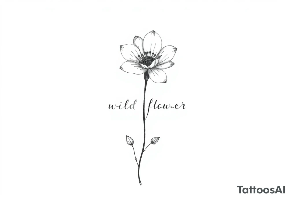 A flower with the word wildflower as the stem tattoo idea