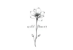 A flower with the word wildflower as the stem tattoo idea