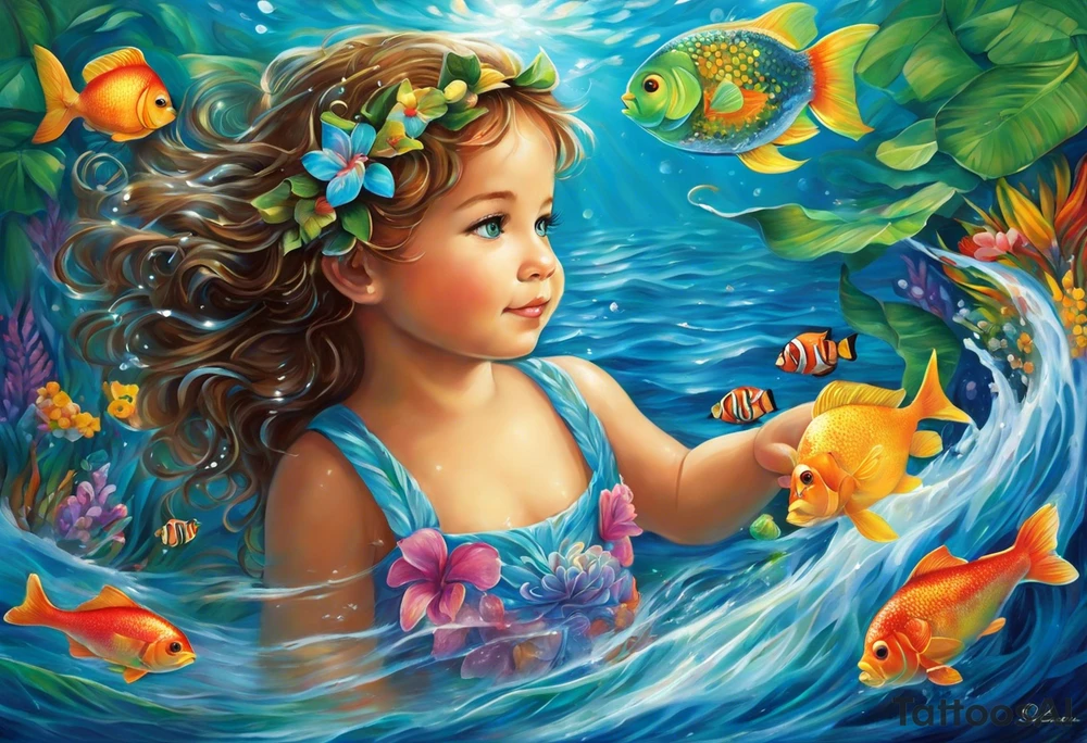 I’m looking to get a large mural piece on the left side of my torso. Going from collar bone down to my hip and wrapping around to my back. I want to dedicate this mural to my kids and incorporating themes that represent their names. My oldest daughter Oceane, and the water theme. My son Alexander and his name meaning defender of man and my daughter on the way Vivienne. With her name meaning lively and pure. I was thinking a fertile and full of life garden of Eden type aspect there. tattoo idea
