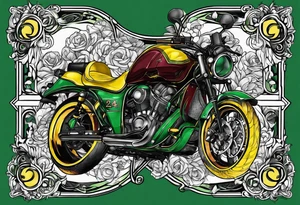The number 24 with colors green, yellow, maroon and black tattoo idea