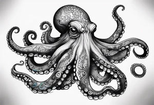 octopus with neon Blue suckers tattoo tattoo idea