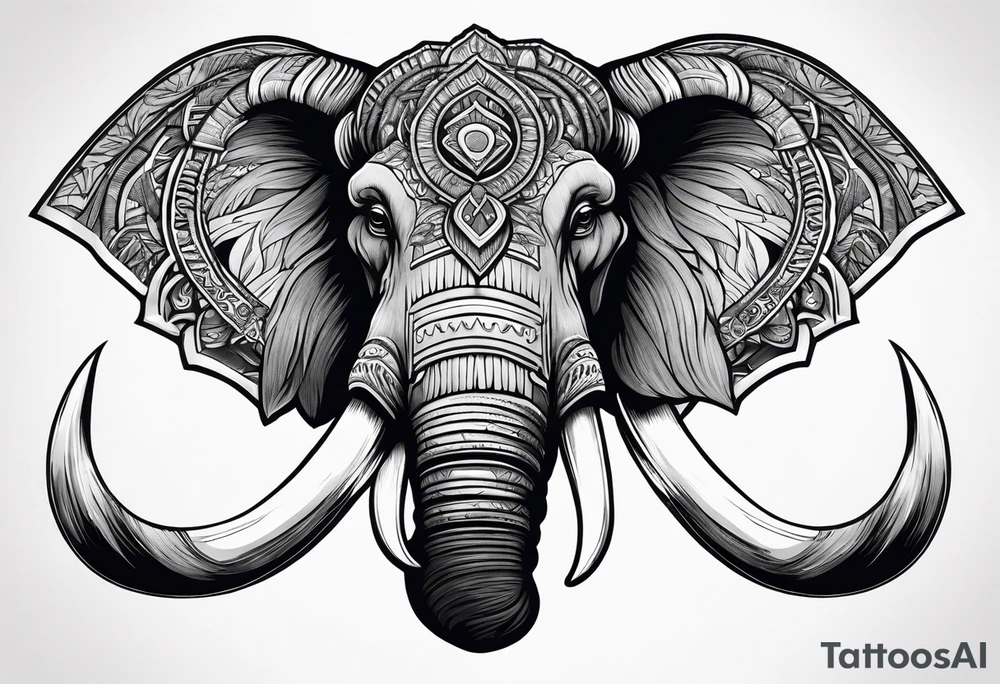 berserking strong mammoth head centerpiece tattoo idea