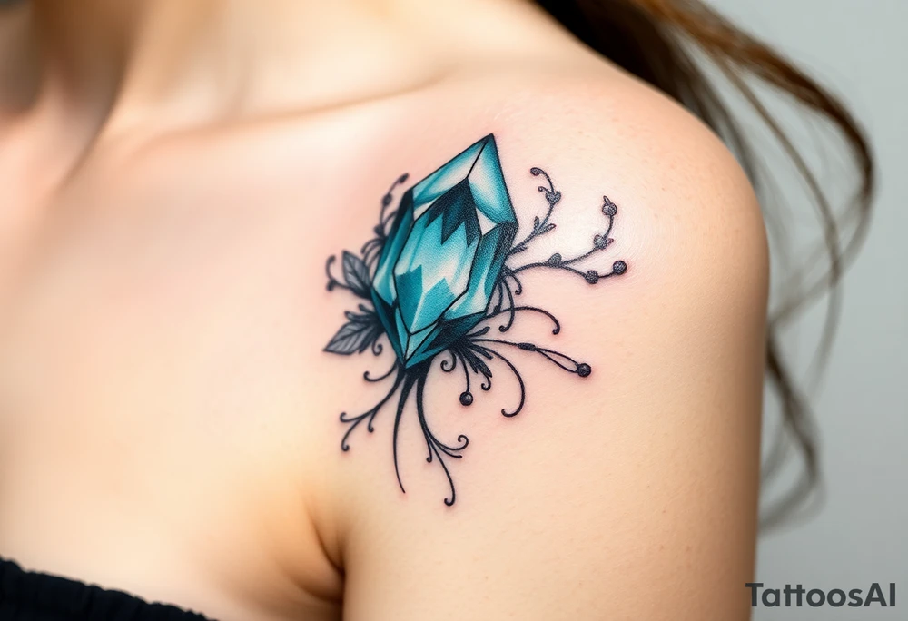 Witchy Aquamarine stone tattoo idea