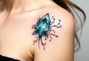 Witchy Aquamarine stone tattoo idea