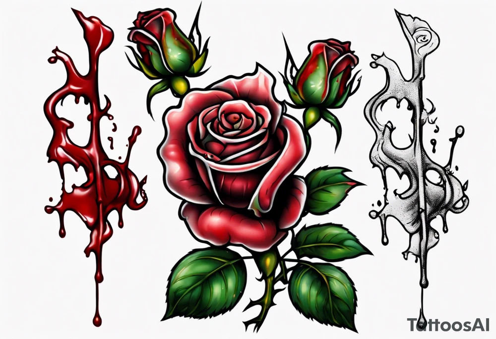 bleeding rose with a stem snapped in two tattoo idea