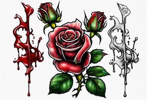 bleeding rose with a stem snapped in two tattoo idea