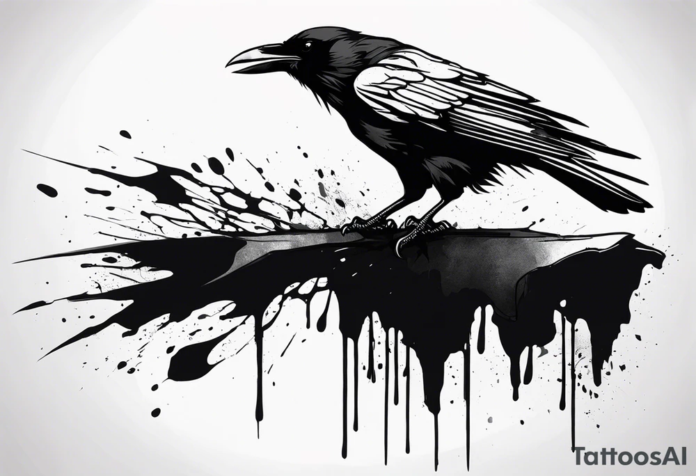 a black raven dripped in blood tattoo idea