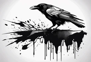 a black raven dripped in blood tattoo idea