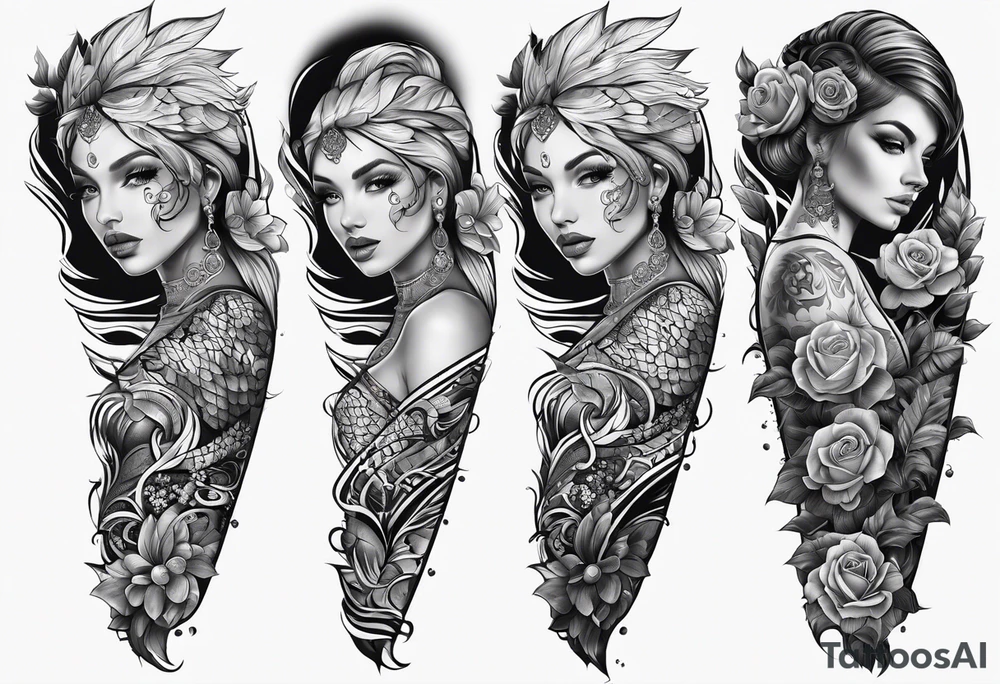 lacey full sleeve tattoo idea