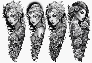 lacey full sleeve tattoo idea