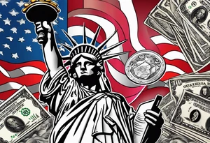 Colored america,money, patriotic, war, evil tattoo idea