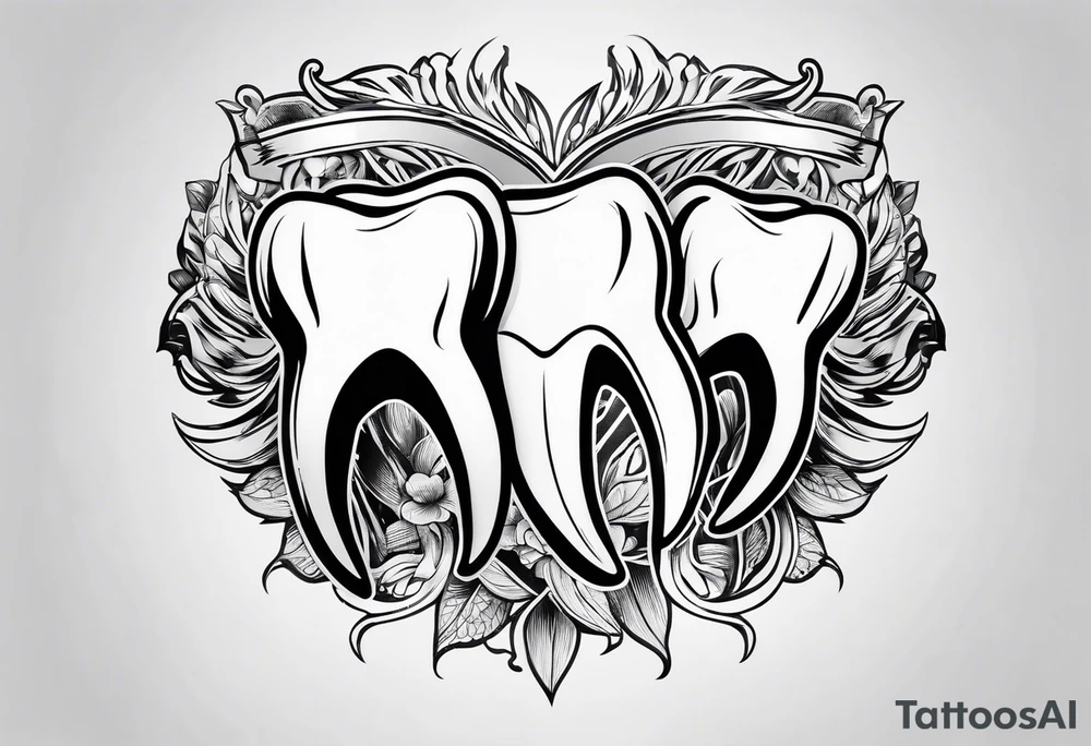 two lady hands holding a white, shiny tooth tattoo idea two lady hands holding a white, shiny tooth tattoo idea