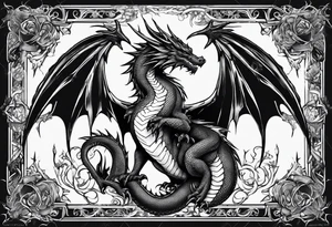 Family of five dragons, Mother dragon wings spread tattoo idea