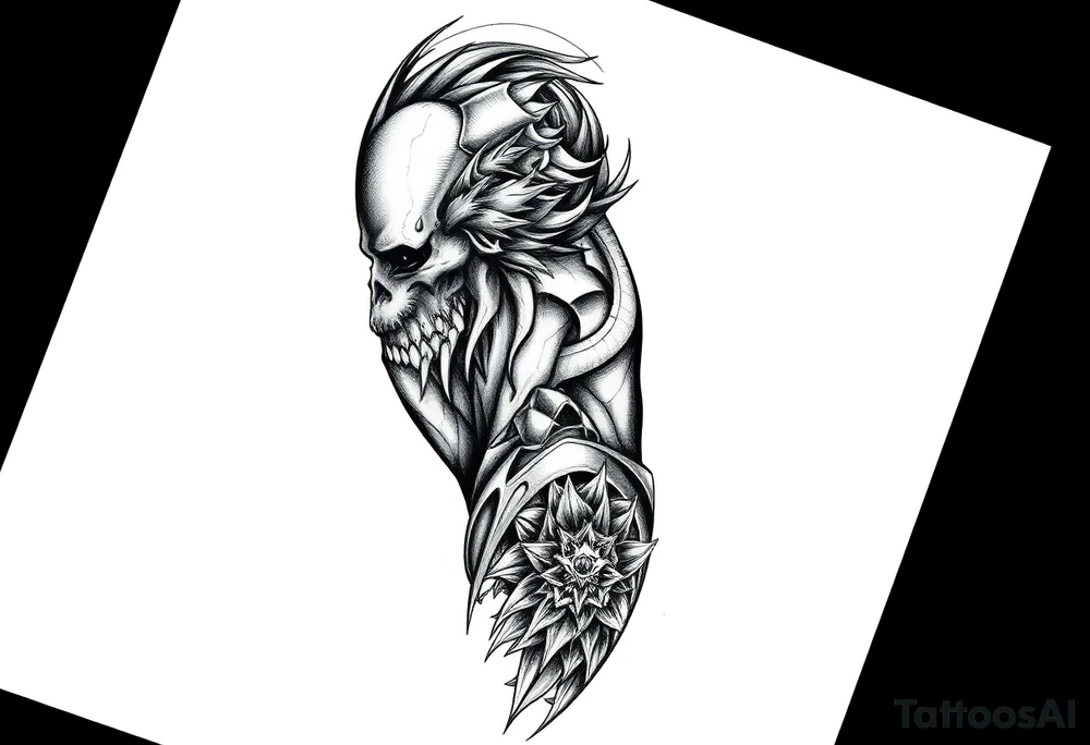 Goth and heavy metal arm 
sleeve tattoo idea