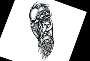 Goth and heavy metal arm 
sleeve tattoo idea