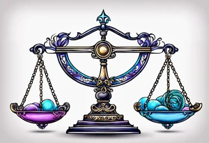Libra scales combined with Gemini and Taurus signs tattoo idea
