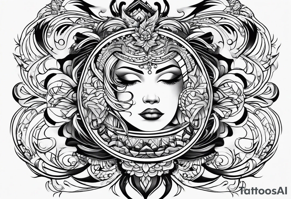 curved lines tattoo idea