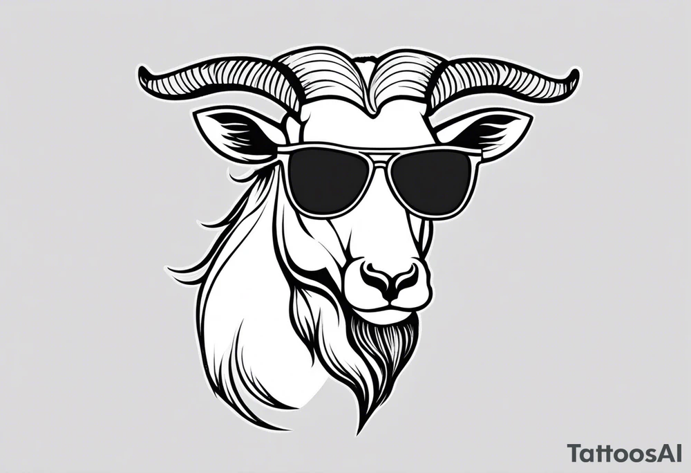 capricorn with beard and sunglasses tattoo idea
