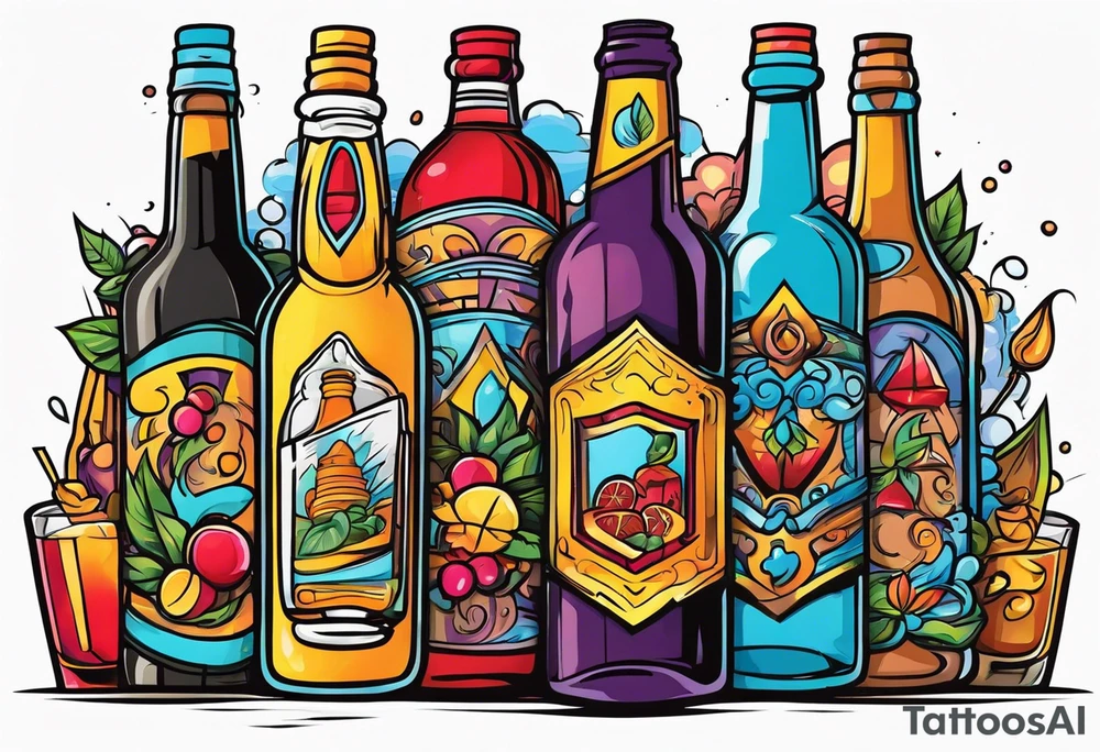Booze bottles tattoo idea