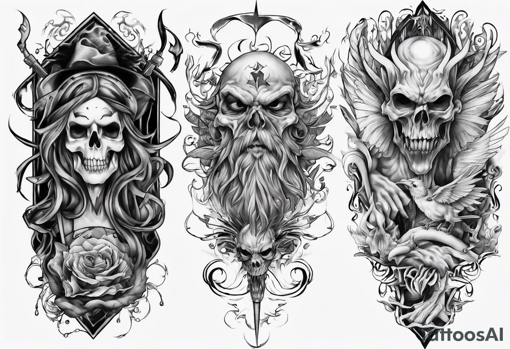 Sleeve good and evil tattoo idea