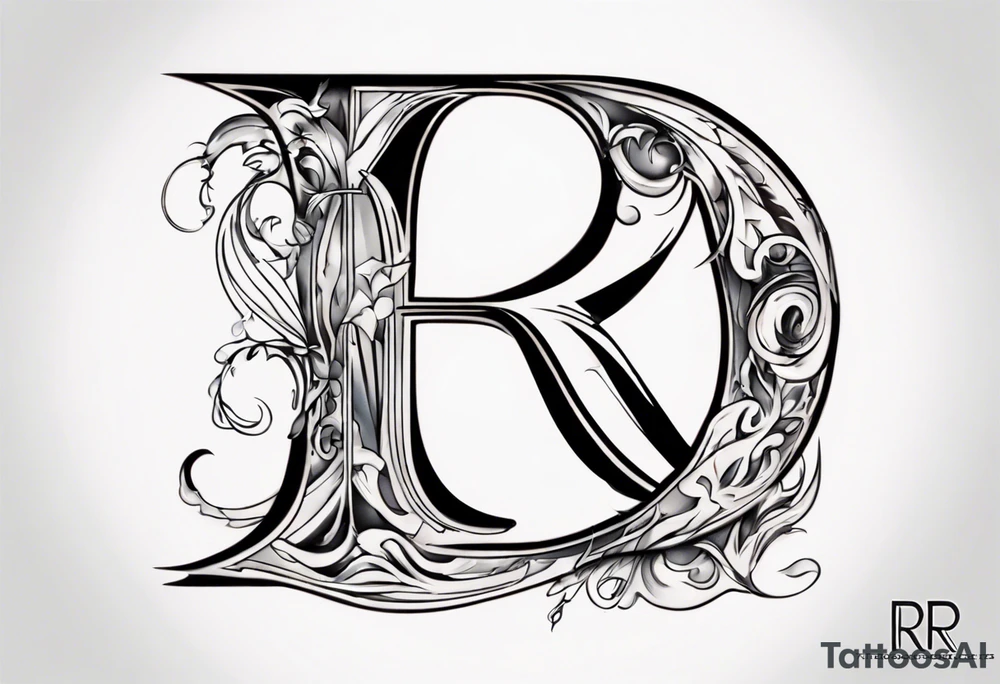 Letter R with date 09.01.23 tattoo idea