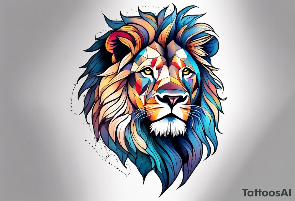 powerful majestic lion, close-up tattoo idea