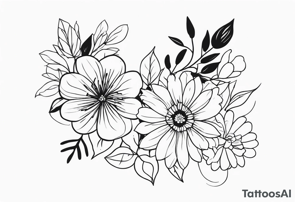 floral tattoo representing 3 kids tattoo idea