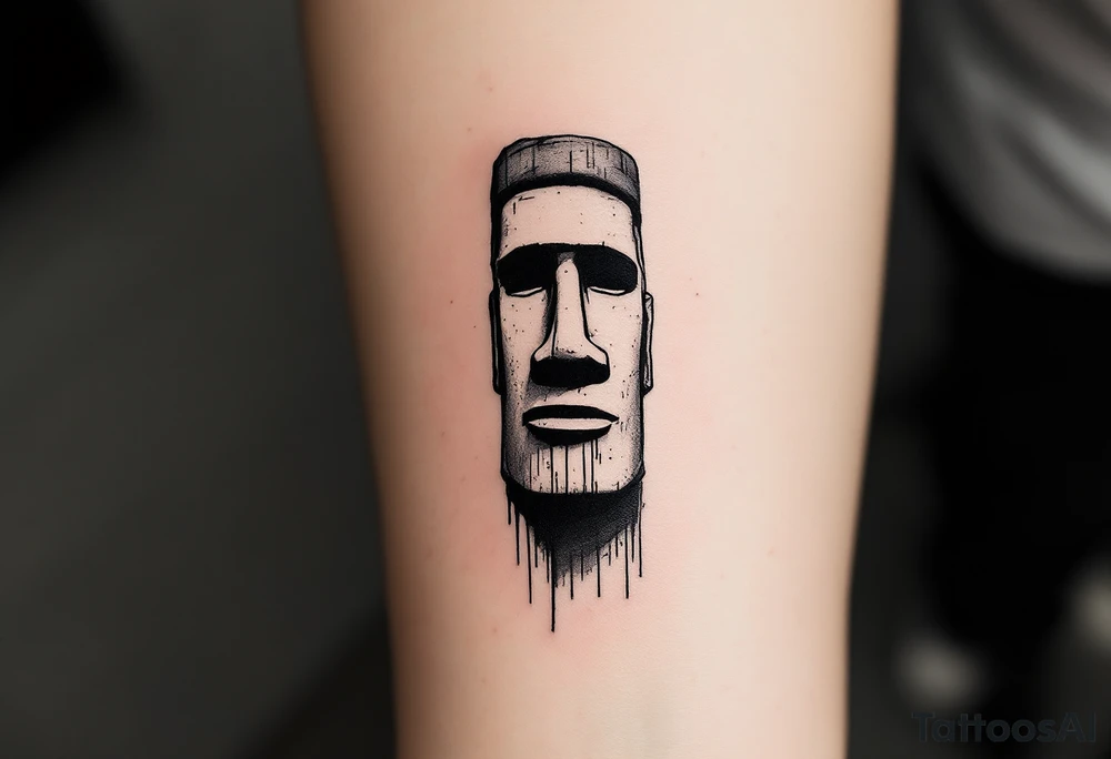 moai statue rough asthetic tattoo idea