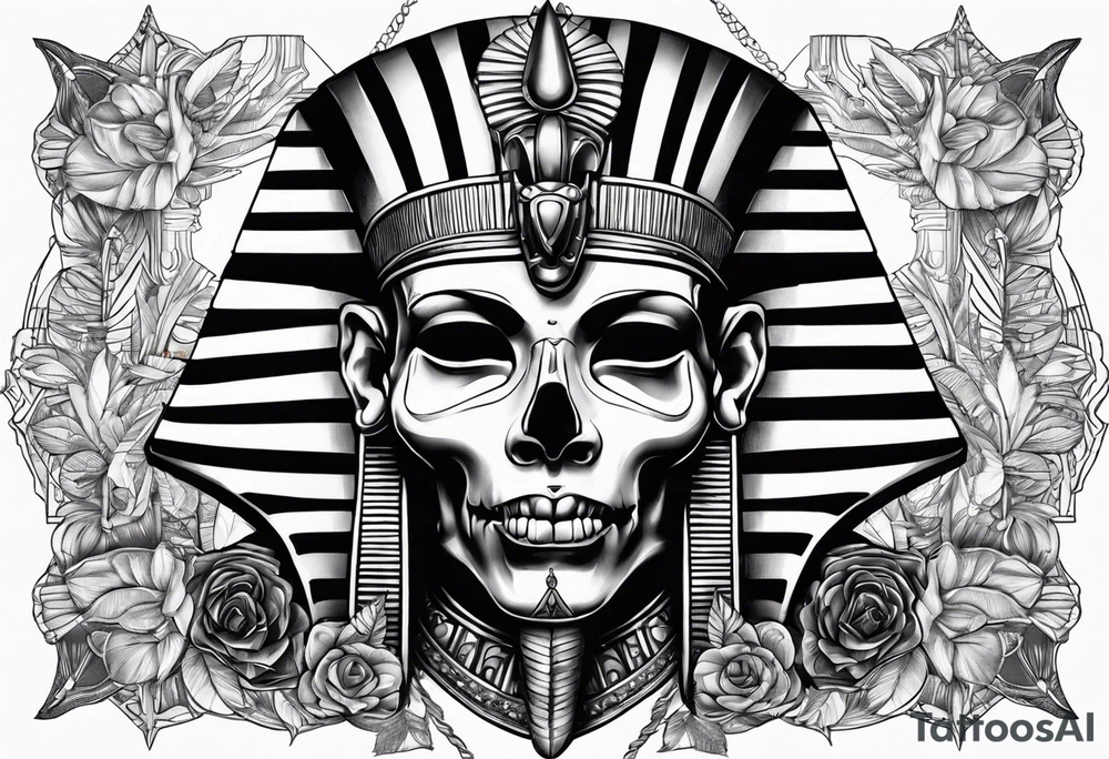 pharaoh skull realistic tattoo idea