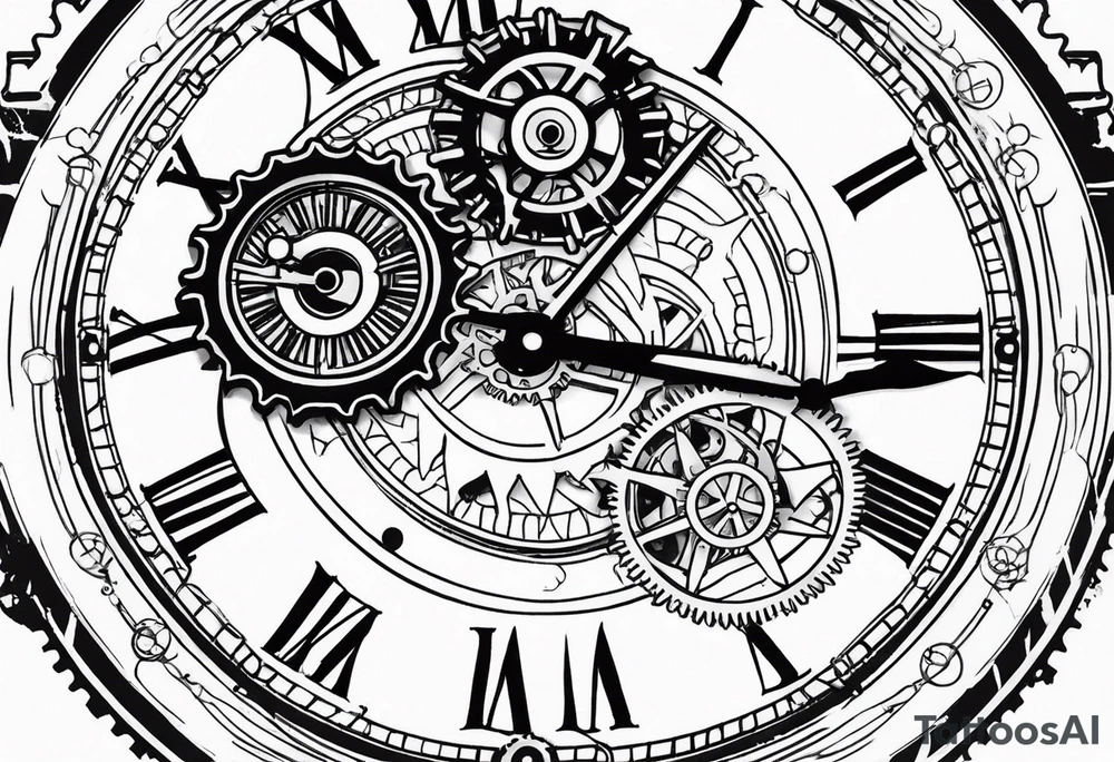 Steampunk clock with gears. tattoo idea