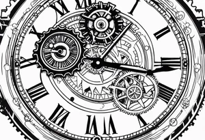 Steampunk clock with gears. tattoo idea