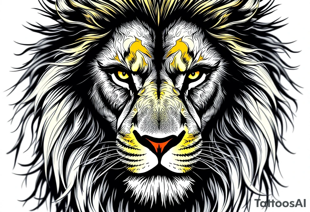 powerful majestic lion, close-up tattoo idea