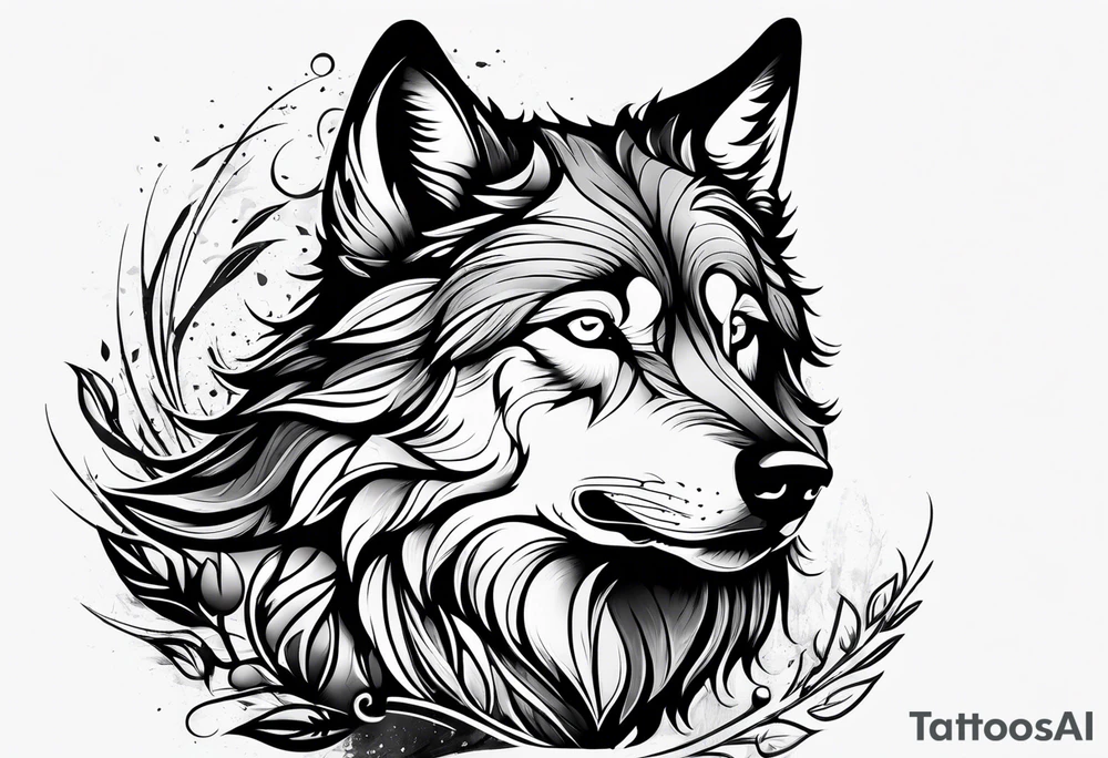 Pretty wolf tattoo idea