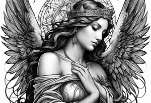 Angel with prayer hands tattoo idea