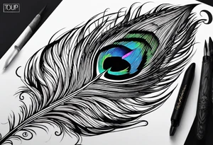 Peacock feather, wolf pup tattoo idea