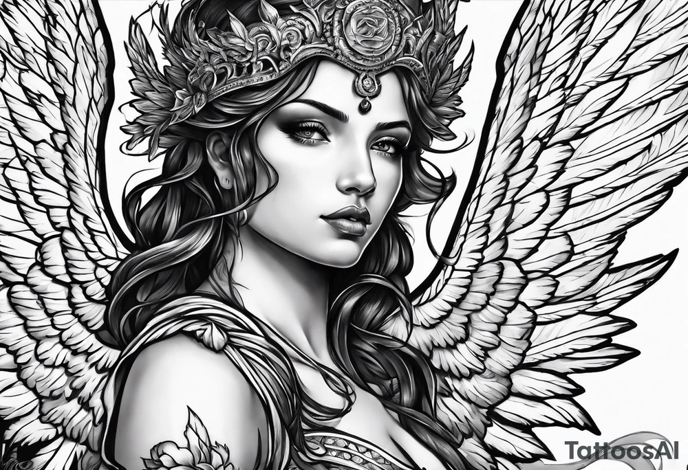 Male angel from hell tattoo idea