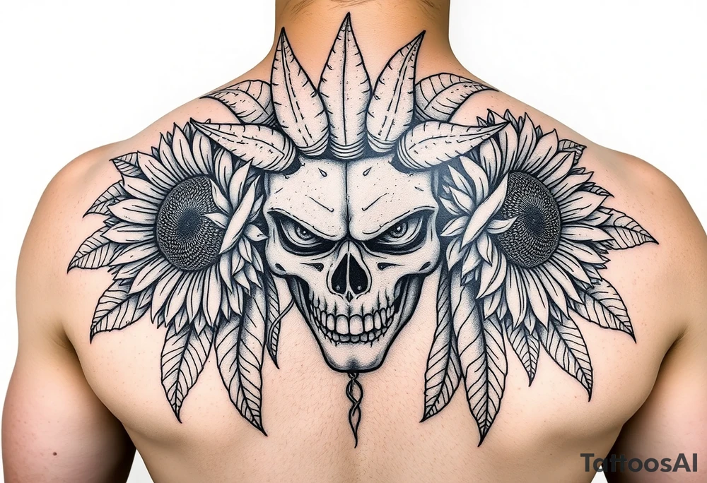 medusa with sunflowers tattoo idea