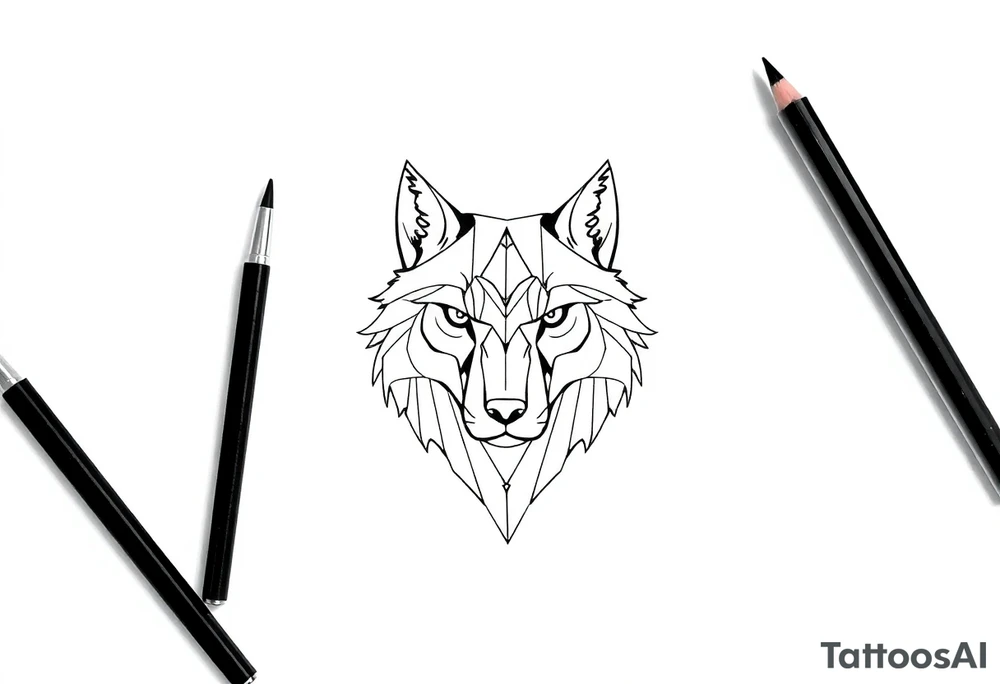 Geometric wolfface tattoo idea