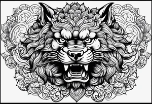 Foo dog full sleeve tattoo tattoo idea