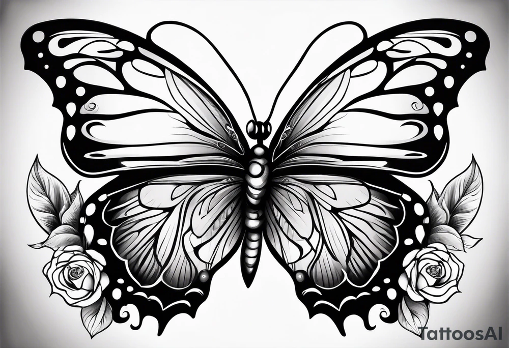 Butterfly with flower wings tattoo idea