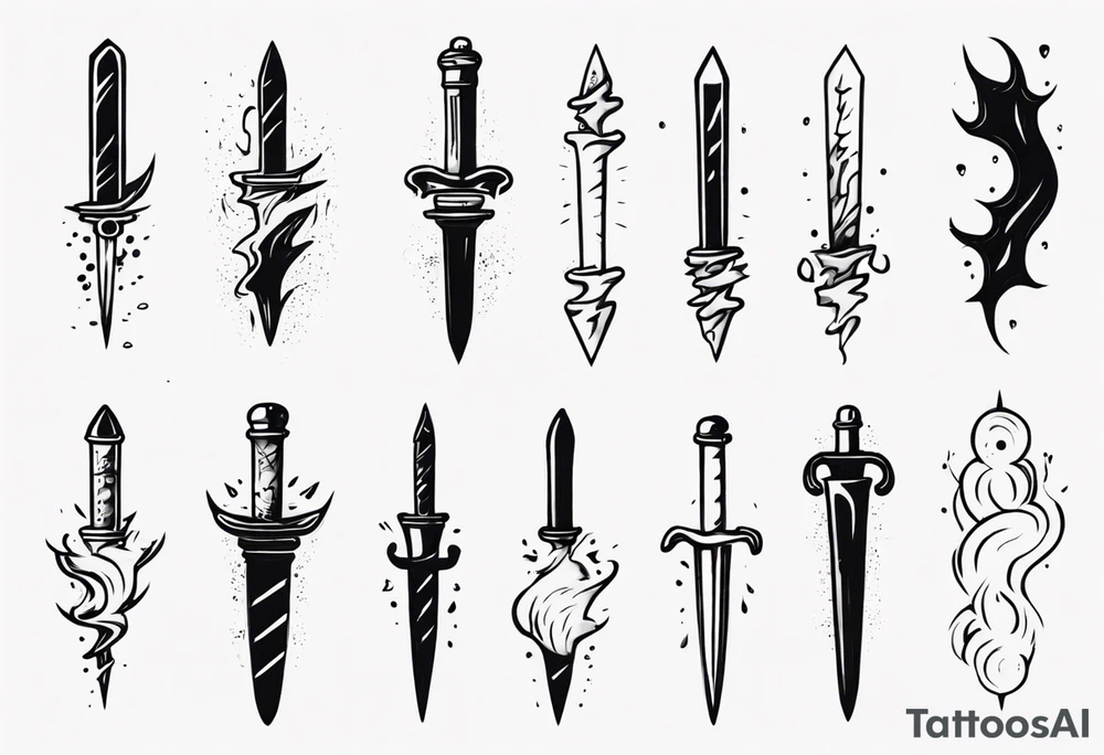 Dagger falling in a puddle tattoo idea